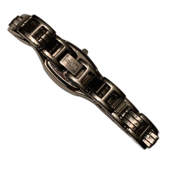 FOSSIL F2 ES-1169 Wrist Watch Rhinestone Square Black Face Silver Tone Women - Picture 4 of 7